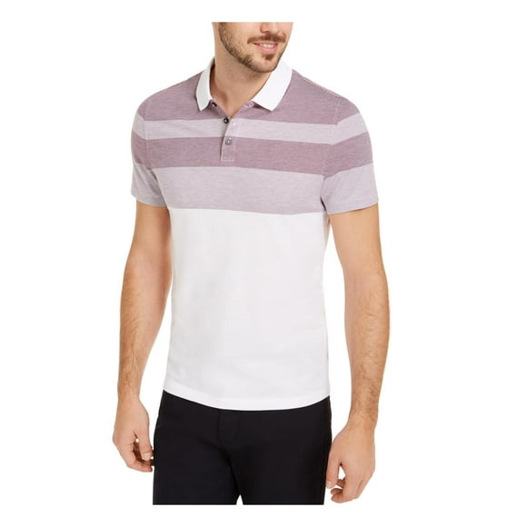 Alfani Mens Purple Micro Striped Polo Shirt Alfani Mens Purple Micro Striped Polo Shirt